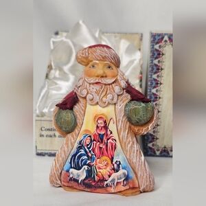G. DeBrekht Artistic Studio Santa Nativity Scene Ornament Hand Painted Signed
